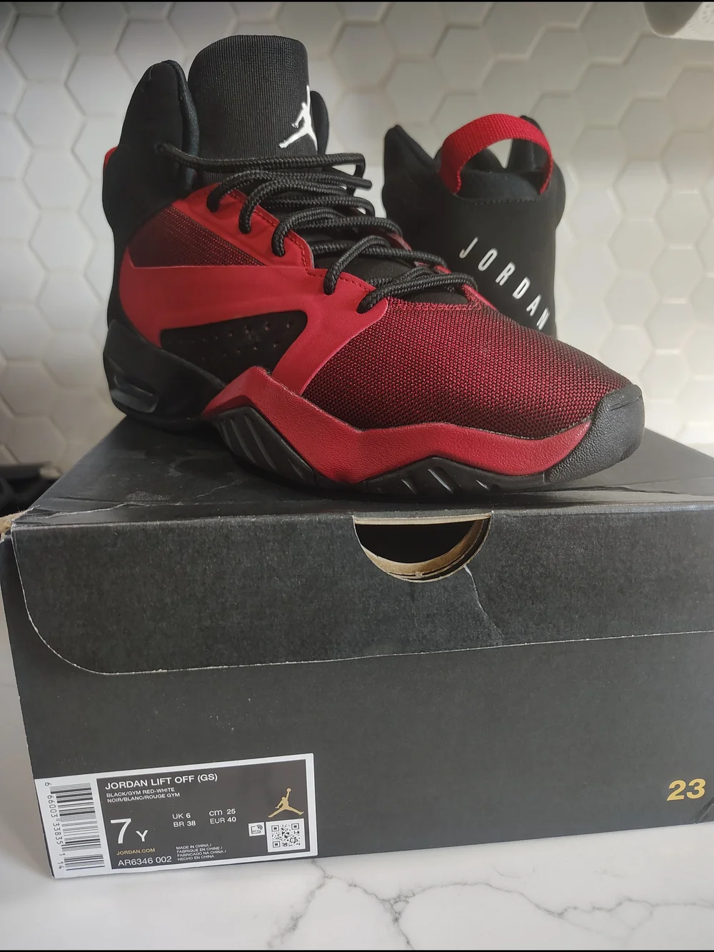 Nike Jordan Lift Off Youth Red and Black High-Top Sneakers